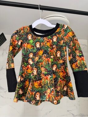 Kids Woodland Animals Long Sleeve Top - Green/Black